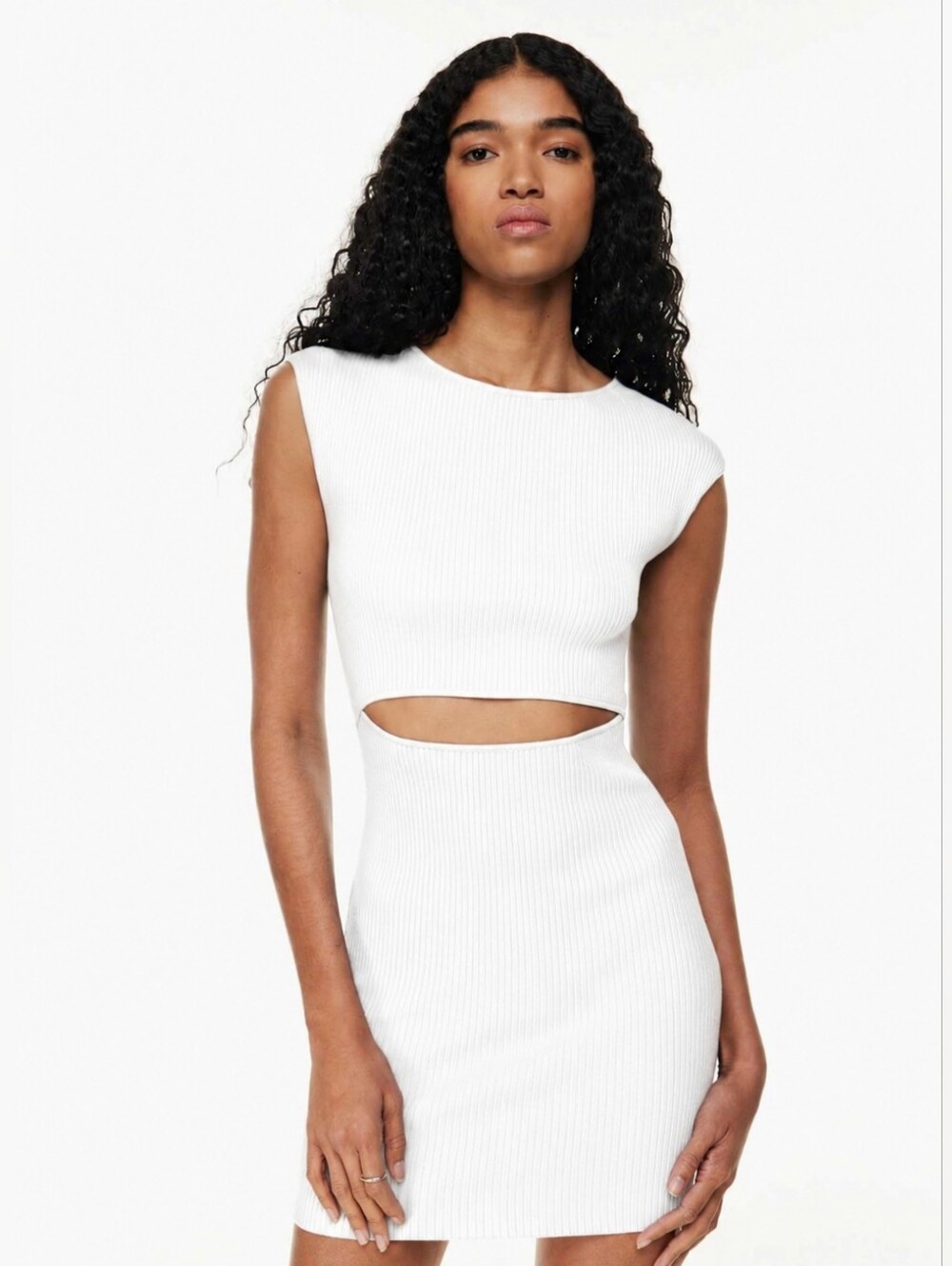Wilfred White Ribbed Cutout Mini Dress Size XS